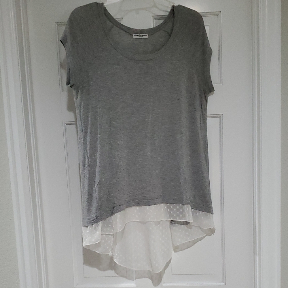 Cha Cha Vente Gray Layered Women's Top sz m(runs big)